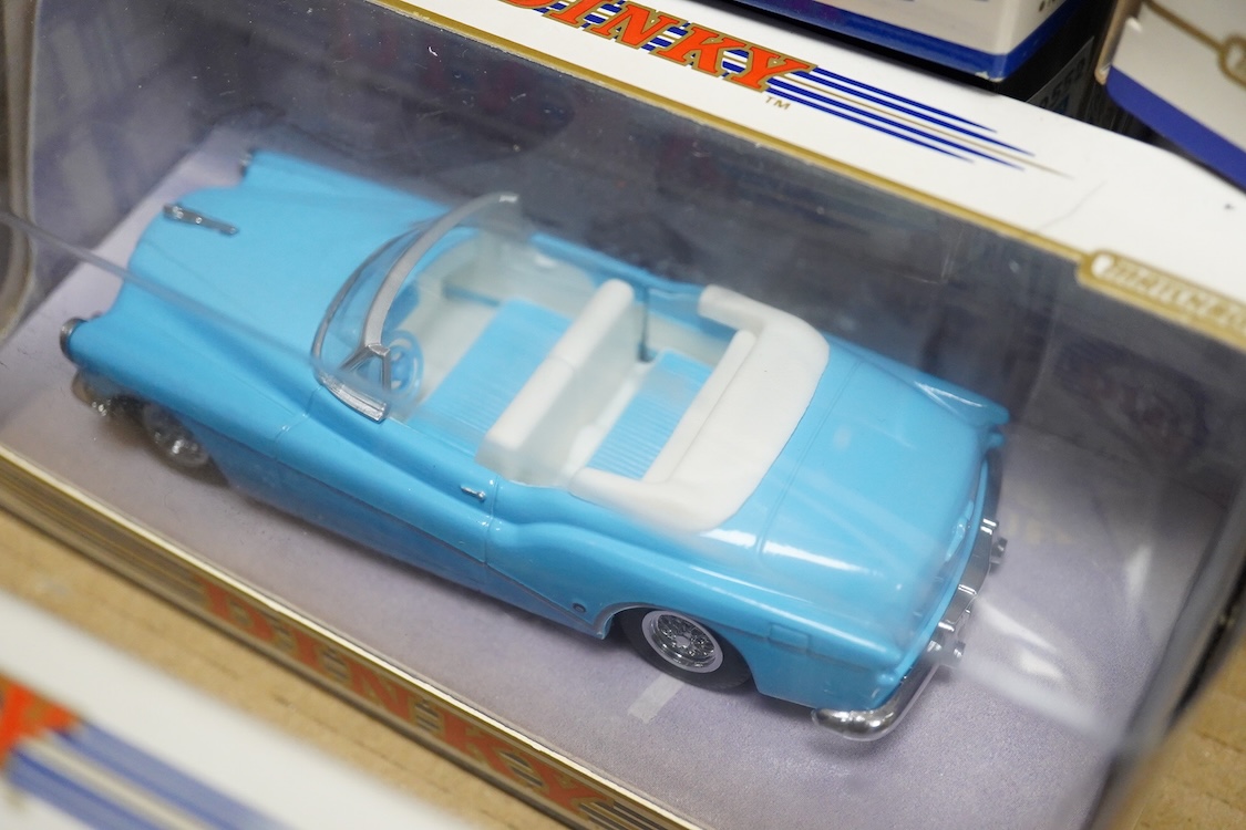 Forty-four boxed 1980s Matchbox Dinky vehicles, mainly cars, together with a few light commercial vehicles, a Mercedes-Benz coach, etc.